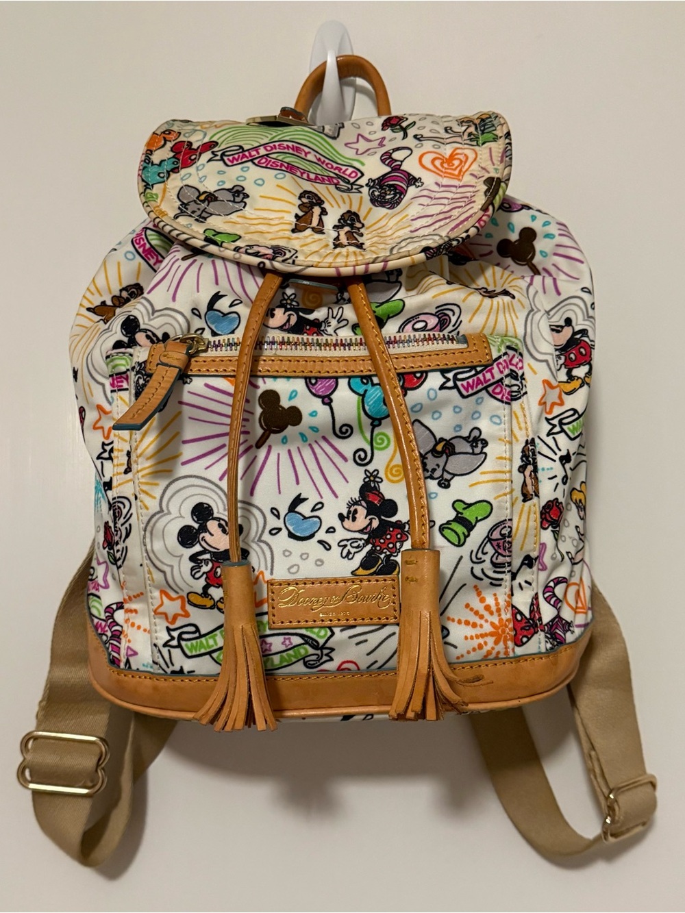 Dooney & Bourke White Multicolor Disney Canvas Mini Backpack